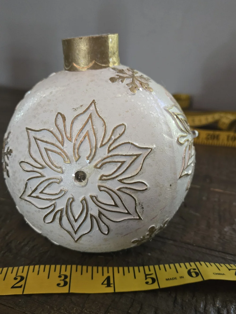 Light Up Happy Holidays Christmas Ornament Decor White Gold Glitter 5